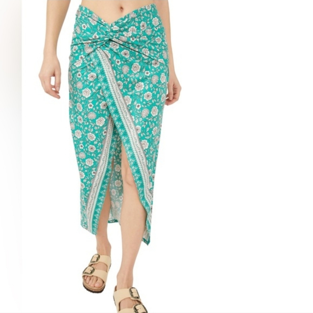 Free People Saron Skirt Floral Green Flowers Size XS